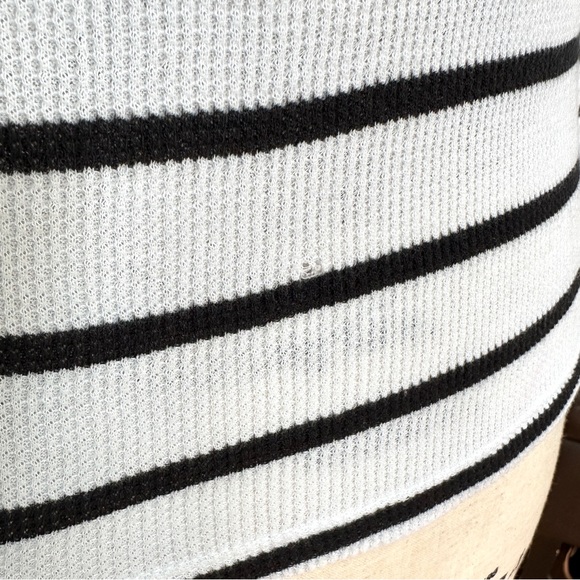 BDG Urban Outfitters Willow Thermal Striped Black & White Boatneck Top Size M - Picture 8 of 9